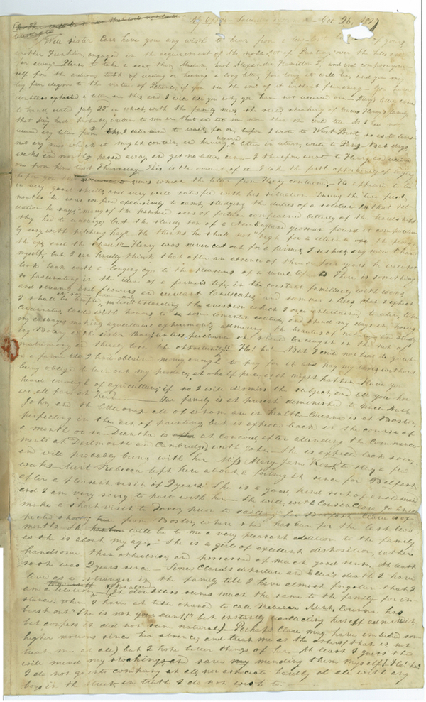 Horatio Prentiss letter, p1